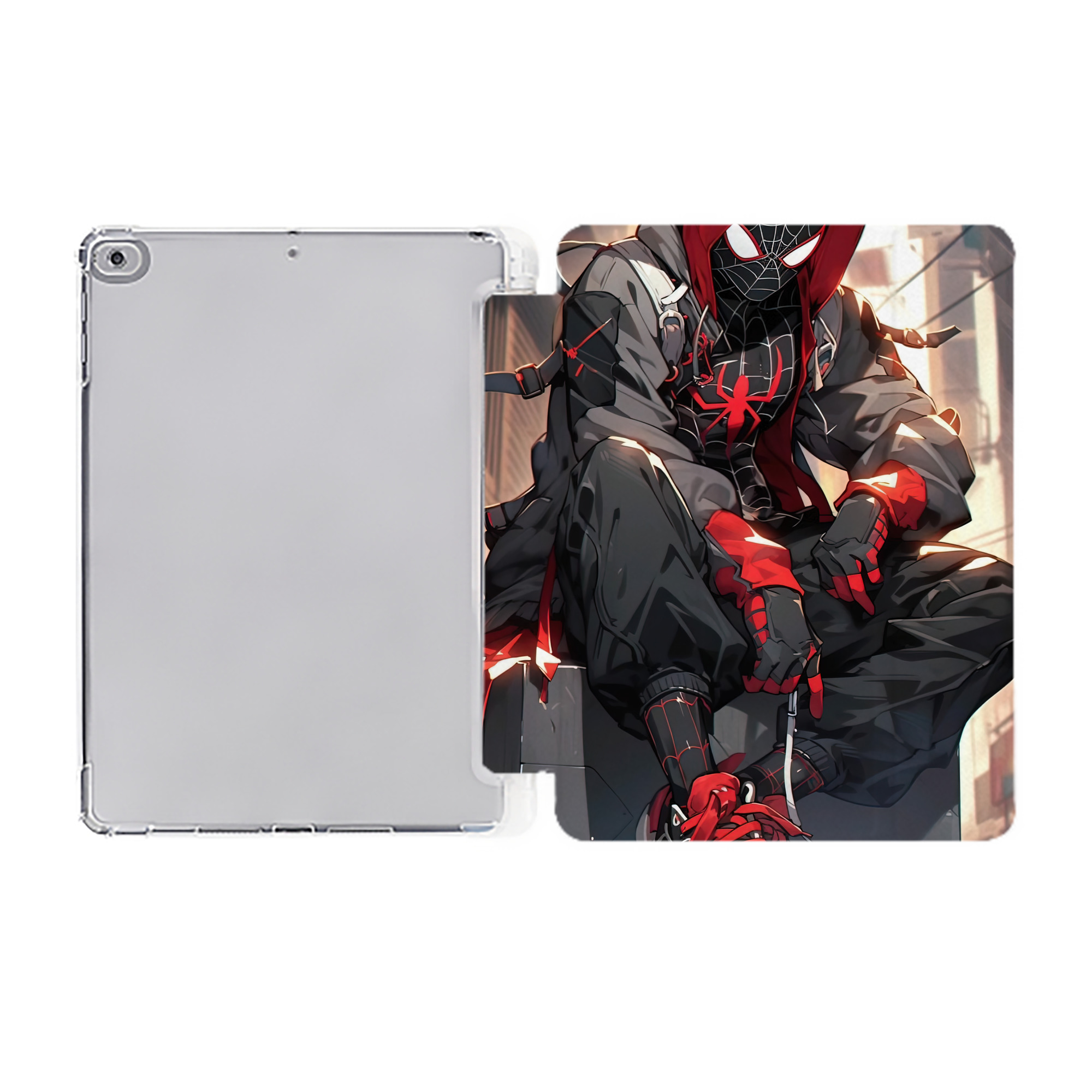 （画像用） Spider Man スパイダーマン IPad ケース ペン収納付き 三つ折りスタンド PUレザー×シリコン 対応機種9.5/10.5/10.9インチ
